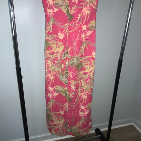 David Warren Side Tie Faux Wrap dress Sz 6 Tropical Floral vintage made in US - Picture 7 of 10